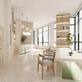 Modern Minimalist Shared Space With Large Windows And Greenery 3d model