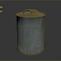 Vintage Metal Storage Container With Cylindrical Shape And Handle For Home Use