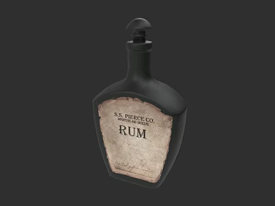 Black Ceramic Vessel With Vintage Rum Label And SA Burke Co Branding 3d model