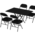 Black Folding Dining Table Set with Four Folding Chairs Simple Design 3d model