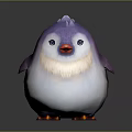 Cute Penguin With Purple Head White Belly Red Beak And Orange Feet 3d model