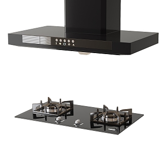 Modern Range Hood Gas Stove Kitchen Appliances 3d model