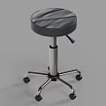 Black Adjustable Round Seat Stool With Metal Base And Rolling Wheels 3d model