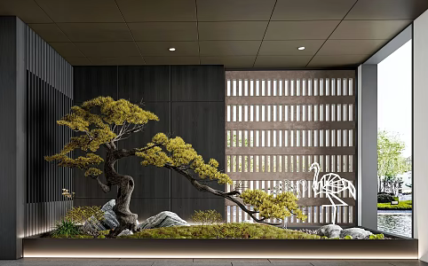 New Chinese Style Landscape Sketch Courtyard Landscape Sketch Plant Landscape Sculpture Landscape Tree Flowers and Plants Shrubs Green Plant Indoor Plant Landscaping 3d model