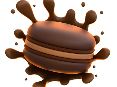 Modern Chocolate Cake Chocolate Bread Food Cartoon Food 3d model