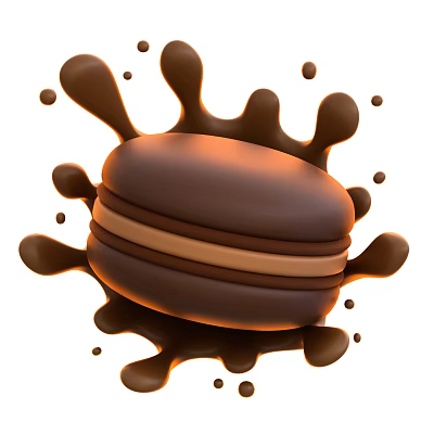 Decadent Chocolate Macaron With Silky Flowing Chocolate Splashes And Smooth Layers 3d model