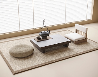 Modern Tatami Tea Table and Chair Balcony Tea Table and Chair 3d model