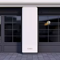 Modern Shopping Mall Store Exterior With White Columns And Black Glass Windows Design
