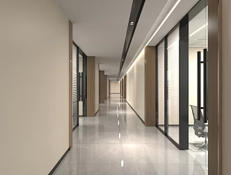 Office aisle 3d model