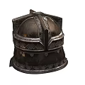 Vintage Medieval Metallic Armored Helmet With Ornate Design And Textured Surface