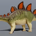 Detailed Stegosaurus Dinosaur Model With Green Body And Orange Back Plates