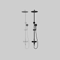 Black Shower Faucet System With Handheld Sprayer And Fixed Head