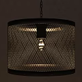 Industrial Style Black Metal Cage Pendant Light With Exposed Bulb Design