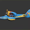 Toy Passenger Plane With Blue Yellow Red Design Twin Propellers And Floats