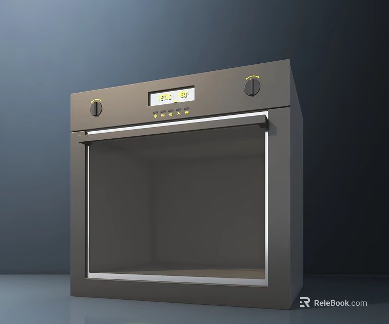 Modern Kitchen Appliance Stainless Steel Oven With Digital Display And Control Knobs 3d model 