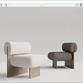 Modern Leisure Chair with White and Dark Gray Upholstered Cushion and Wooden Frame