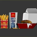 Delicious Fast Food Meal With Hamburger In Open Box Crispy Fries And Cold Drink