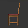 Wooden Chair With Slat Back Design And Red Cushioned Seat For Home Dining Room Furniture
