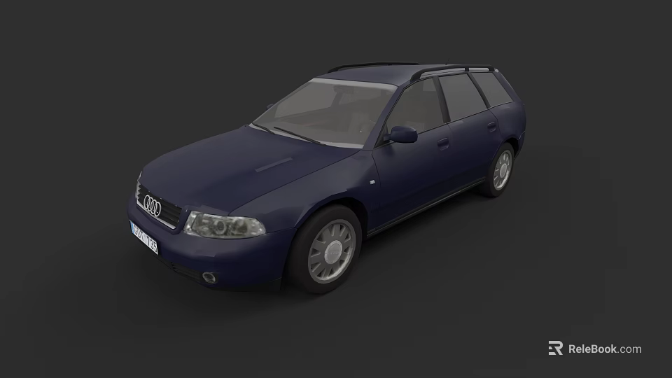 Dark Blue Audi Station Wagon With Roof Rack And Alloy Wheels 3d model 