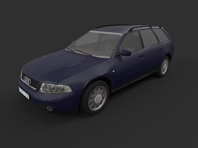 Dark Blue Audi Station Wagon With Roof Rack And Alloy Wheels 3d model