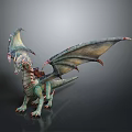 3D Fantasy Dragon With Green Blue Scales Large Wings Red Claws And Mythical Creature Design