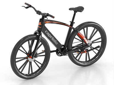 Cappuccino Stylish Black Bicycle Frame With Orange Accents And Modern Large Wheels 3d model
