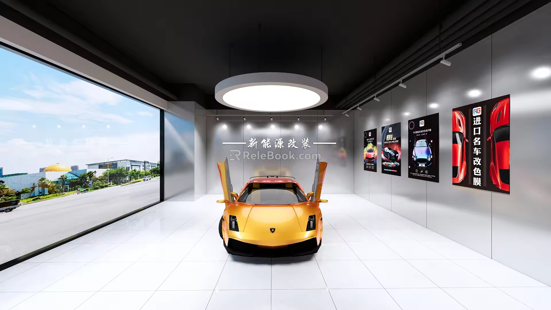 Car film modification shop modification workshop 3d model