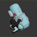 Cute Blue Game Movie Character With Red Accents Black Arms And Pink Gloves