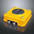 Durable Yellow Square Industrial Device With Circular Top And Bottom Metal Connectors