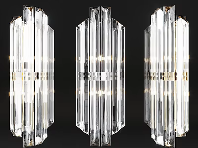 Modern Elegant Transparent Crystal Wall Lamps With Striped Design And Lighting 3d model
