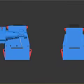 Industrial Blue Dual Roller Support Equipment With Red Tracks And Black Rollers