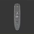 Modern Gray Blue Work Boat with White Tower Yellow Storage Box and Deck Equipment
