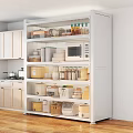 Modern Kitchen Interior Featuring White Cabinets And Open Storage Shelves