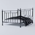 Black Metal Children's Bed With Four Poster Design And Decorative Bedposts
