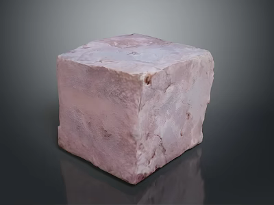 Natural Pink Stone Cube With Rough Textured Surface And Solid Structure For Decor 3d model
