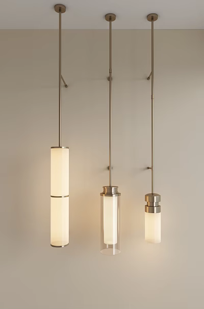 Modern Hanging Wall Lamps With Cylindrical White Shades And Metal Hanging Rods 3d model