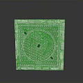 Square Manhole Cover With Stone Border And Detailed Circular Patterned Urban Design