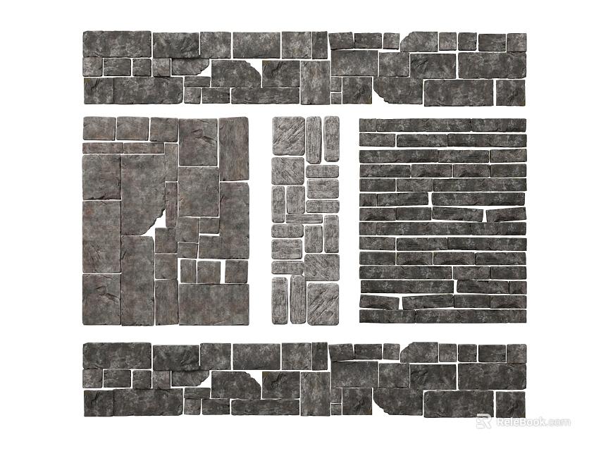 Natural Stone Wood Decorative Panels in Various Styles for Interior Design 3d model 