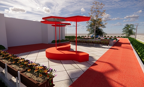 Roof Garden Modern Garden 3d model