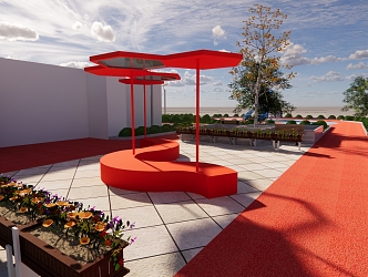 Roof Garden Modern Garden 3d model