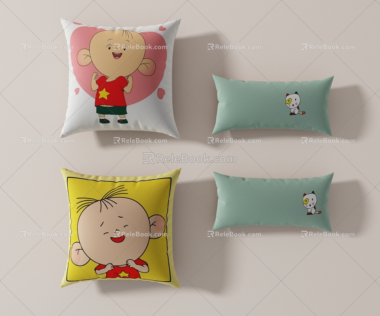 Modern cartoon cute pillow 3d model