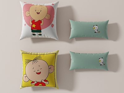 Modern cartoon cute pillow 3d model