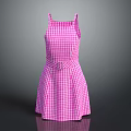 Stylish Pink Checkered Sleeveless Fit And Flare Dress For Women With Belt