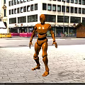 Game Movie Character Yellow Humanoid Robot 3D Model with Standing Pose and Digital Design