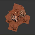 Realistic Red Rock 3D Terrain Scene Component With Natural Rock Formations