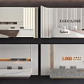 Modern Front Desk Background Wall Design With Marble Panel LED Strip Lights And Company Logo