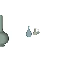 Ceramic Vases Showcasing Light Blue Green Hues And Crackle Texture Patterns 3d model
