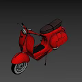 Red Vintage Vespa Scooter With Classic Design And Black Seat