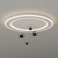 Modern Minimalist Bedroom Ceiling Light With Round Frame And Hanging Metal Balls
