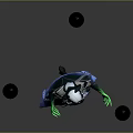 Elaborate Fantasy Character With Green Glowing Armor Horns Dual Weapons And Floating Spheres